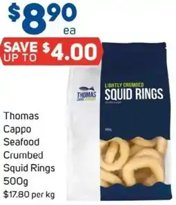 Foodland Thomas Cappo Seafood Crumbed Squid Rings offer