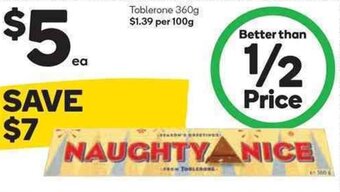 Woolworths Toblerone 360g offer