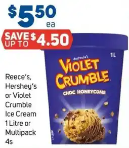 Foodland Reece's, hershey's or violet crumble ice cream or multipack 4s offer
