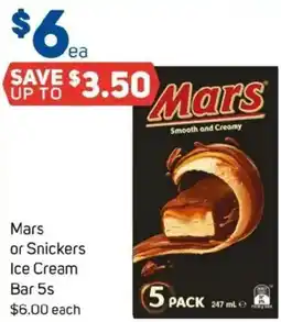 Foodland Mars or snickers ice cream bar 5s offer