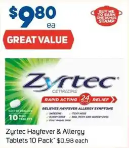 Foodland Zyrtec hayfever & allergy tablets 10 pack offer