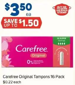 Foodland Carefree original tampons 16 pack offer