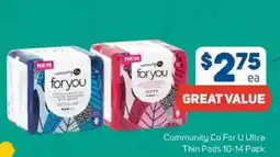 Foodland Community co for u ultra thin pads 10-14 pack offer