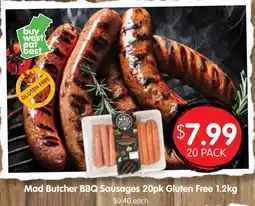 Spudshed Mad butcher bbq sausages 20pk gluten free offer