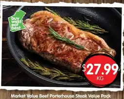 Spudshed Market value beef porterhouse steak value pack offer
