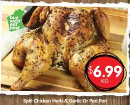 Spudshed Split chicken herb & garlic or peri peri offer
