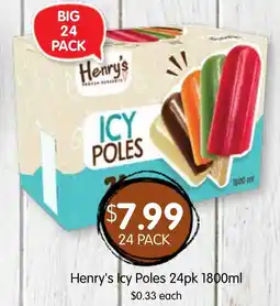Spudshed Henry's icy poles 24pk offer