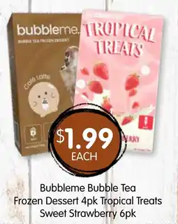 Spudshed Bubbleme bubble tea frozen dessert tropical treats sweet strawberry offer