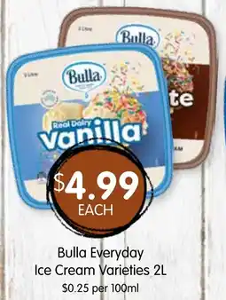 Spudshed Bulla everyday ice cream varieties offer