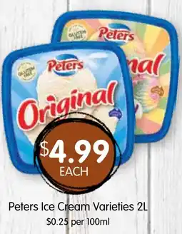 Spudshed Peters ice cream varieties offer