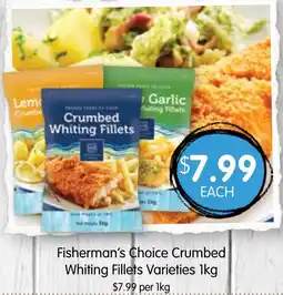 Spudshed Fisherman's choice crumbed whiting fillets varieties offer