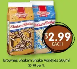 Spudshed Brownes shake'n'shake varieties offer
