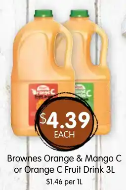 Spudshed Brownes orange & mango c or orange c fruit drink offer