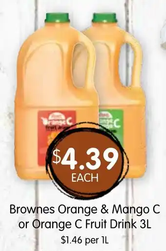 Spudshed Brownes orange & mango c or orange c fruit drink offer