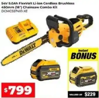 Sydney Tools FlexVolt Li-ion Cordless Brushless Chainsaw Combo Kit offer