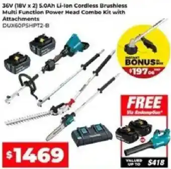 Li-Ion Cordless Brushless Multi Function Power Head Combo Kit with Attachments