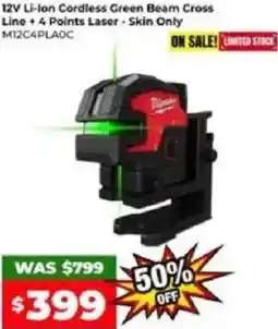 Sydney Tools Li-Ion Cordless Green Beam Cross Line +4 Points Laser offer