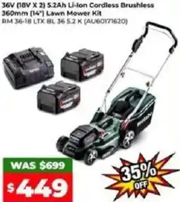 Sydney Tools Li-Ion Cordless Brushless Lawn Mower Kit offer