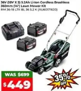Sydney Tools Li-Ion Cordless Brushless Lawn Mower Kit offer