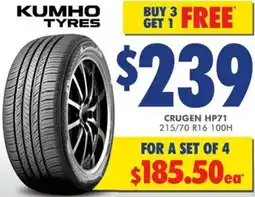 Bob Jane T-Marts KUMHO TYRES Crugen HP71 offer