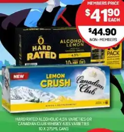 Harry Brown Hard rated alcoholic or canadian club whisky offer