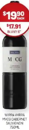 Harry Brown Wirra wirra mvcg cabernet sauvignon offer