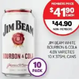 Harry Brown Jim beam white bourbon & cola offer