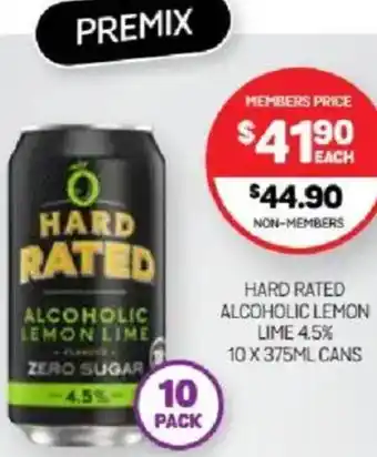 Harry Brown Hard rated alcoholic lemon lime offer