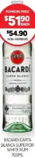Harry Brown Bacardi carta blanca superior white rum offer