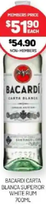 Harry Brown Bacardi carta blanca superior white rum offer