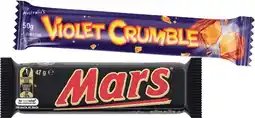 IGA Mars Medium Bars 44‑56g, Violet Crumble Bar 50g or M&M’s 35‑49g Selected Varieties offer