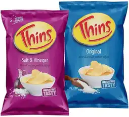 IGA Thins Chips 150‑175g or The Natural Chip Co. Chips 175g Selected Varieties offer