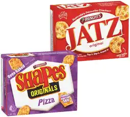 IGA Arnott’s Jatz, Savoy 225g, Shapes 130‑190g or Salada Crackers 250g Selected Varieties offer