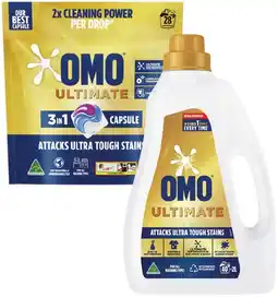IGA OMO Expert Laundry Liquid 2 Litre, Capsules 28 Pack or Powder 2kg Selected Varieties offer