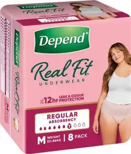 IGA Depend Real Fit Women Underwear 8 Pack Selected Varieties offer