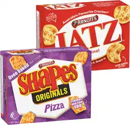 IGA Arnott’s Shapes 130‑190g, Jatz 225g or Salada Crackers 250g Selected Varieties offer