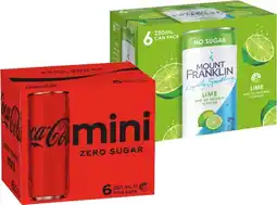 IGA Coca‑Cola, Mount Franklin or Deep Spring 6x250mL Selected Varieties offer