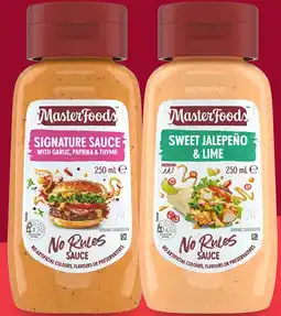 IGA MasterFoods No Rules Sauce Signature or Sweet JalepeΓ±o & Lime 250mL offer