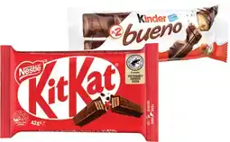 IGA Nestlé Medium Bars 35-50g, Kinder Bueno 39‑43g or Darrell Lea Choc Logs 3 Pack Selected Varieties offer