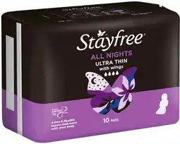 IGA Stayfree Pads 10‑16 Pack Selected Varieties offer