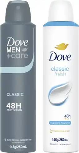 IGA Dove Antiperspirant Deodorant Spray 250mL Selected Varieties offer