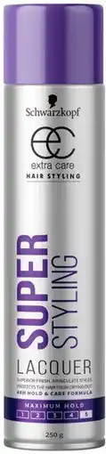 IGA Schwarzkopf Extra Care Super Styling Hair Lacquer or Hair Spray 250g Selected Varieties offer