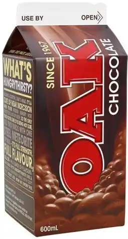 IGA Oak Flavoured Milk 600mL Selected Varieties offer