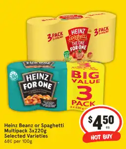 IGA Heinz Beanz or Spaghetti Multipack Selected Varieties offer