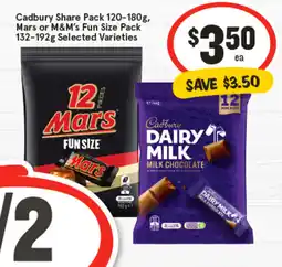 IGA Cadbury Share Pack Mars or M&M's Fun Size Pack Selected Varieties offer
