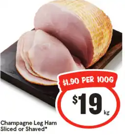 IGA Champagne Leg Ham Sliced or Shaved* offer