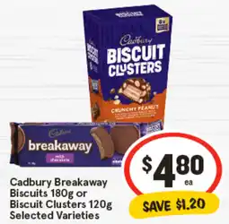 IGA Cadbury Breakaway Biscuits or Biscuit Clusters Selected Varieties offer