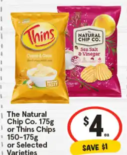 IGA The Natural Chip Co. or Thins Chips or Selected Varieties offer