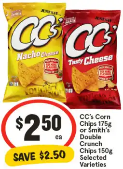 IGA CC's Corn Chips or Smith's Double Crunch Chips Selected Varieties offer