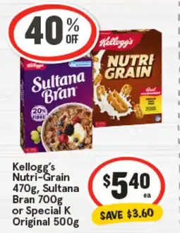 IGA Kellogg's Nutri-Grain Sultana Bran or Special K Original offer